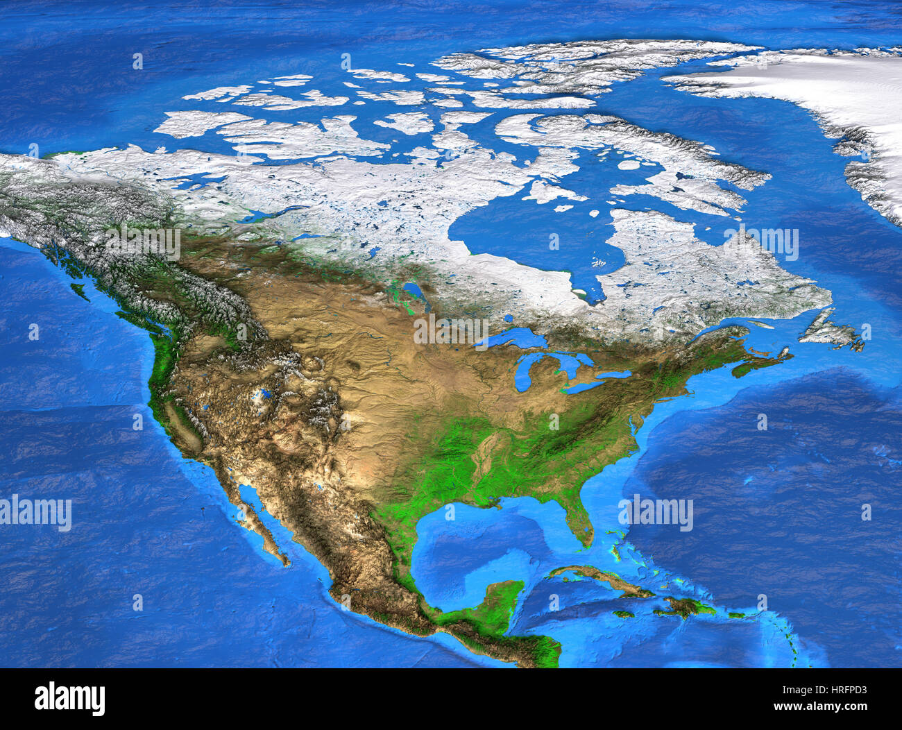 Vue détaillée de la Terre et de son relief. La carte de l'Amérique du Nord. Éléments de cette image fournie par la NASA Banque D'Images
