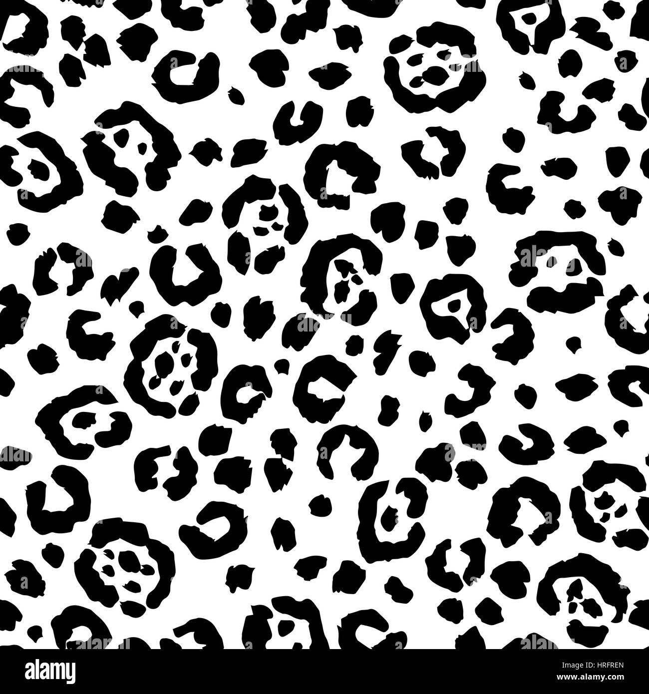 Seamless Vector leopard print. Motif peau animale. Taches d'animaux sauvages aquarelle peinte à la main l'ornement. Noir sur blanc. Illustration de Vecteur