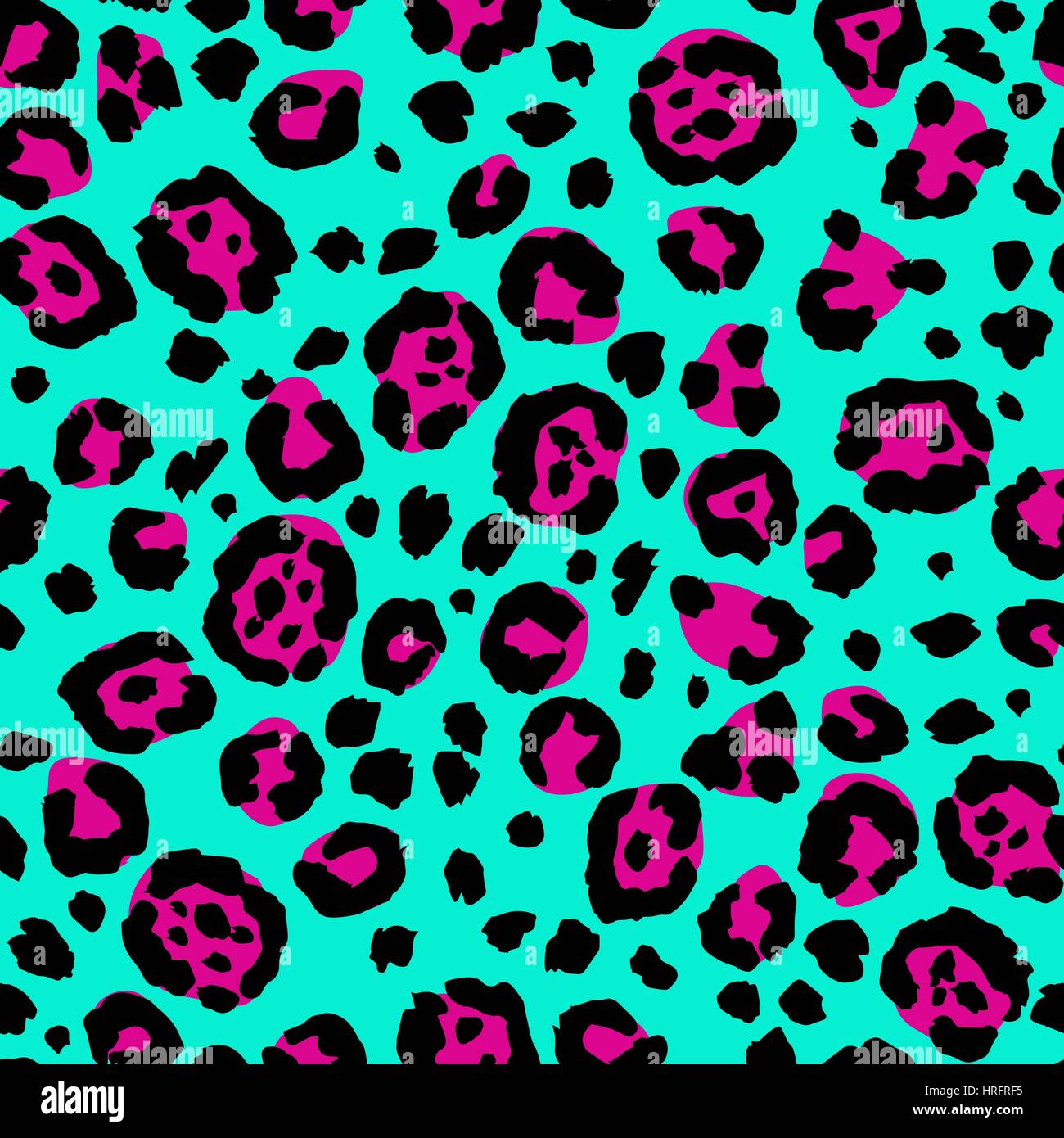 Seamless Vector leopard print. Motif peau animale. Taches d'animaux sauvages aquarelle peinte à la main l'ornement. Magenta et de menthe. Illustration de Vecteur
