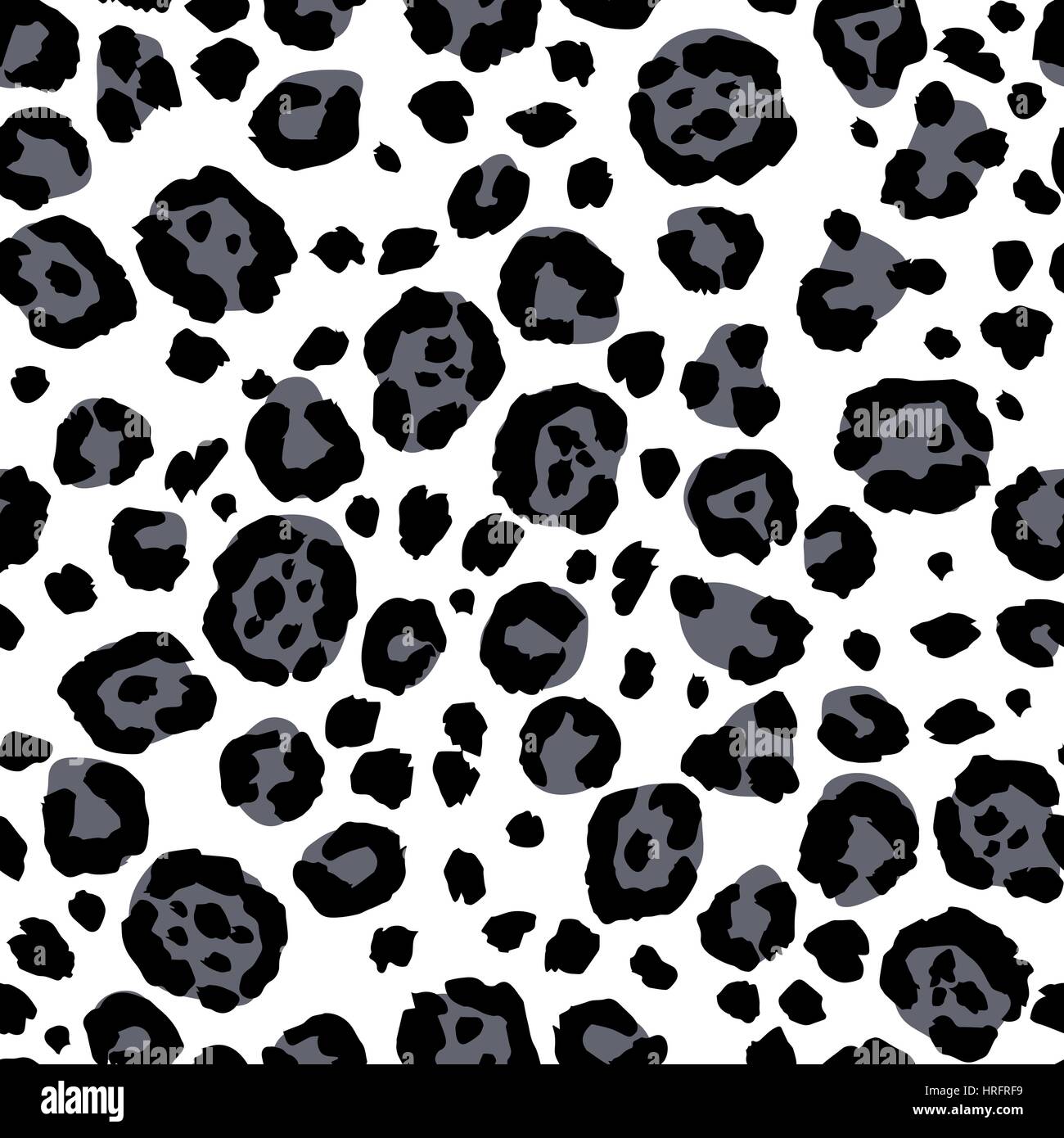 Seamless Vector leopard print. Motif peau animale. Taches d'animaux sauvages aquarelle peinte à la main l'ornement. Noir, blanc et gris. Illustration de Vecteur