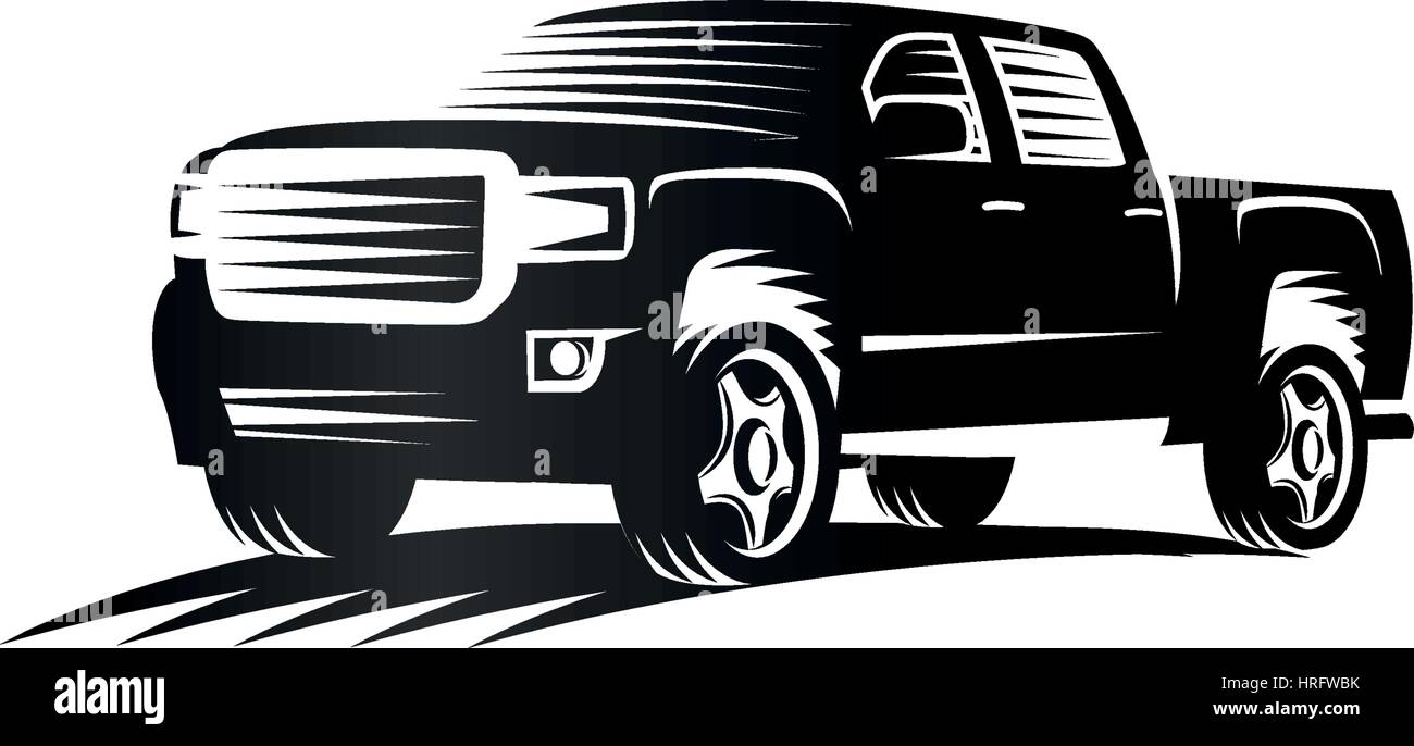 Gravures monochromes isolés camionnettes, voitures, logotype logo couleur noir véhicule automobile vector illustration Illustration de Vecteur