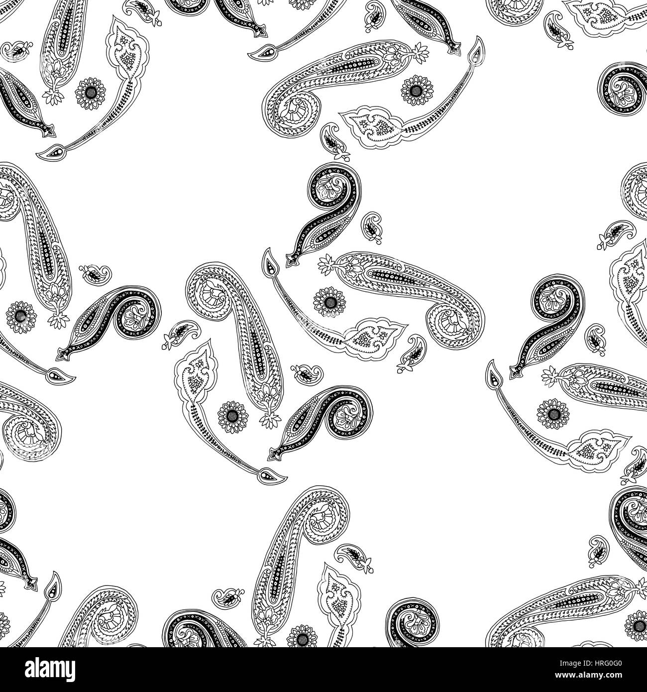 Résumé motif paisley transparente géométrique. Ornement oriental traditionnel, vérifié la mise en page. Contours noirs sur fond blanc. Le design textile. Illustration de Vecteur
