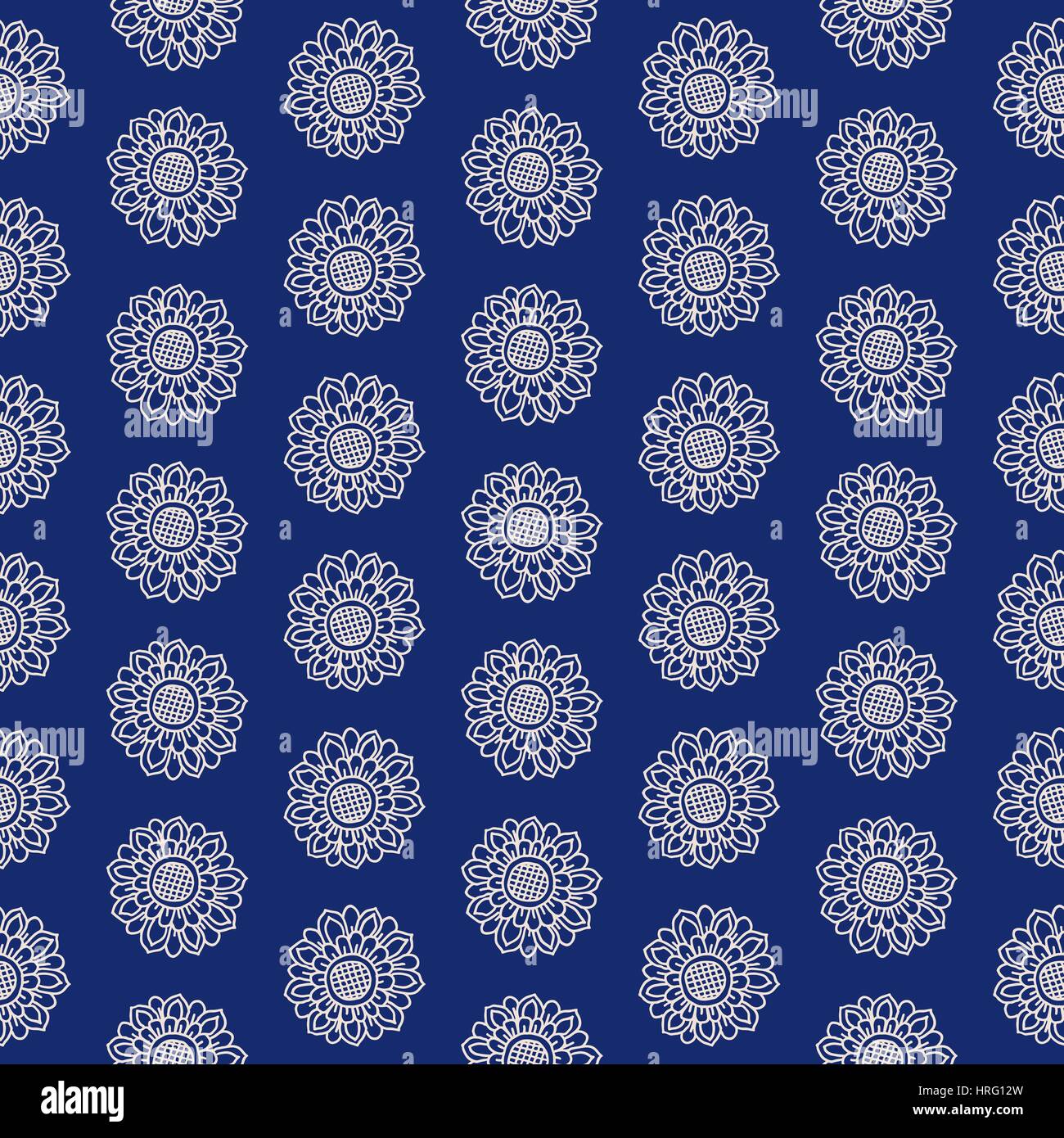 Paisley modèle vectoriel continu. Motif floral ethnique primitif, fleurs orientales, mise en page en pointillés, écru sur fond bleu. Illustration de Vecteur