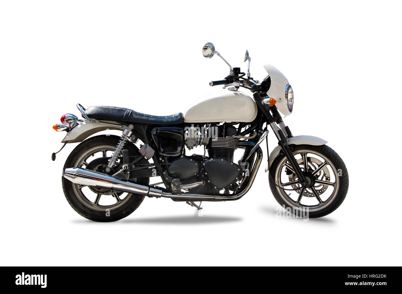 Moto classique blanc isolated on white Banque D'Images