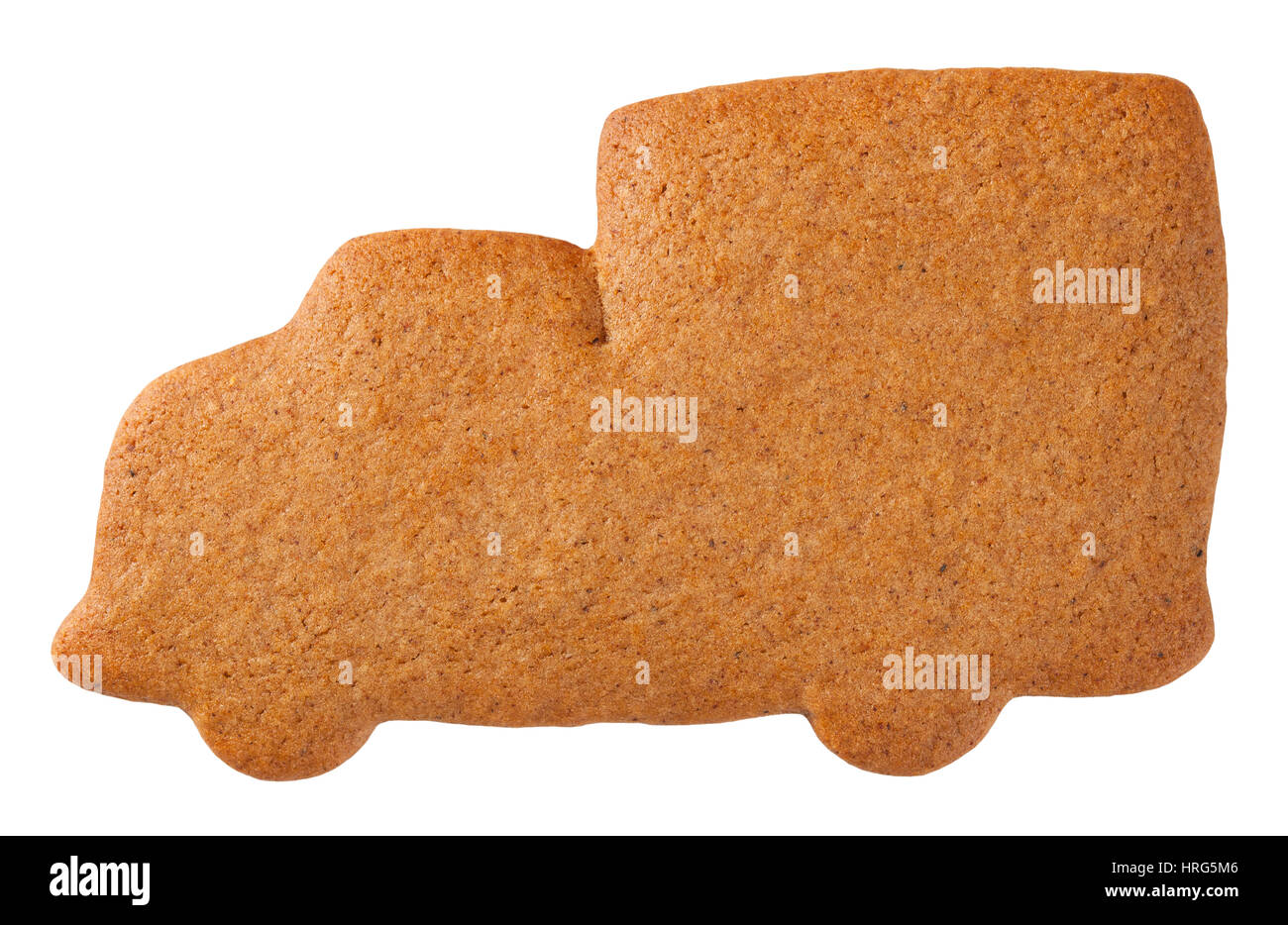 Gingerbread cookie camion isolé sur fond blanc. Vue d'en haut Banque D'Images