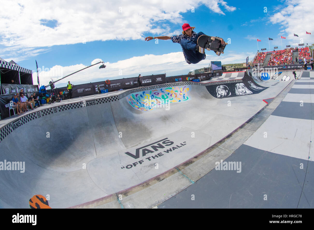 Sydney, Australie - 2 mars 2017 : Australian Open of Surfing Sports Événement à Manly Beach, Australie Doté d'Surf, BMX, patinage et la musique. Les athlètes qui se préparent / practing avant les cars Pro Série Parc BMX / Skate compétition qui devrait avoir lieu au cours de l'Open d'Australie de surf. Credit : mjmediabox/Alamy Live News Banque D'Images