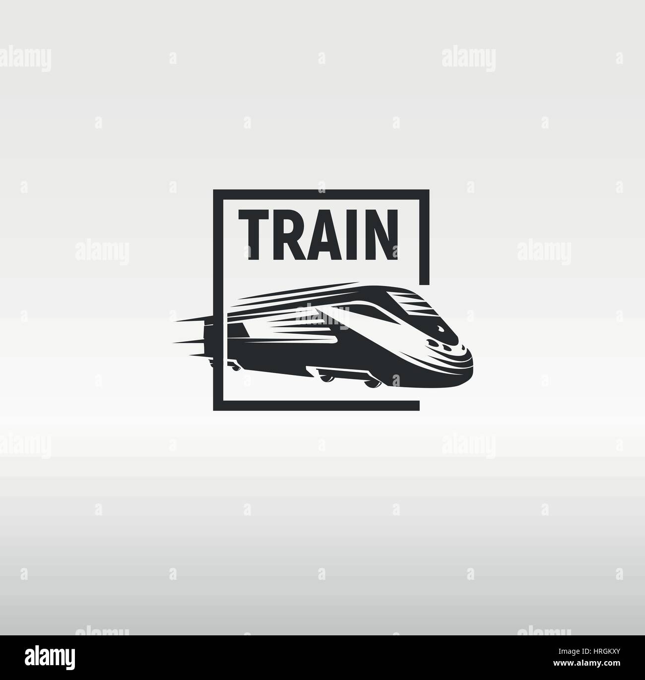 Gravure moderne monochrome isolé train style dans l'image logo sur fond blanc vector illustration Illustration de Vecteur