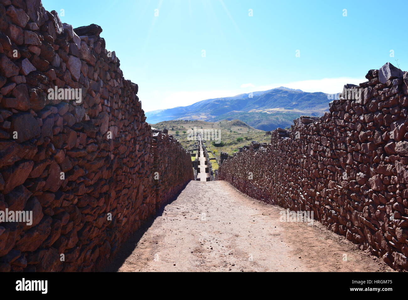 Ruines de la vieille ville inca de Pikillacta, près de Cusco, Pérou Banque D'Images