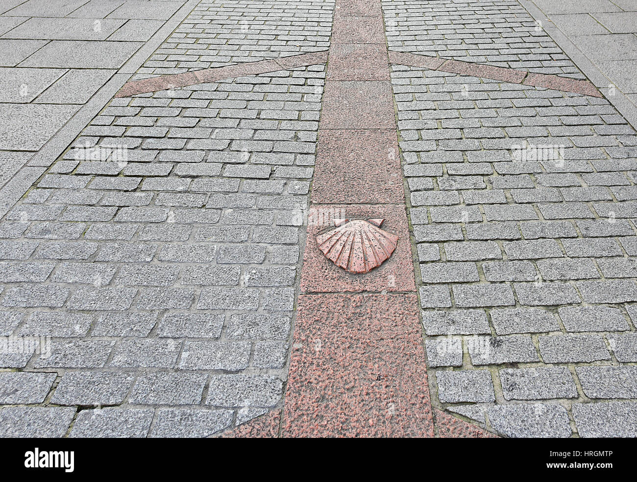 Icône Seashell marquant le chemin du Camino de Santiago de Compestello dans Leon, Espagne Banque D'Images