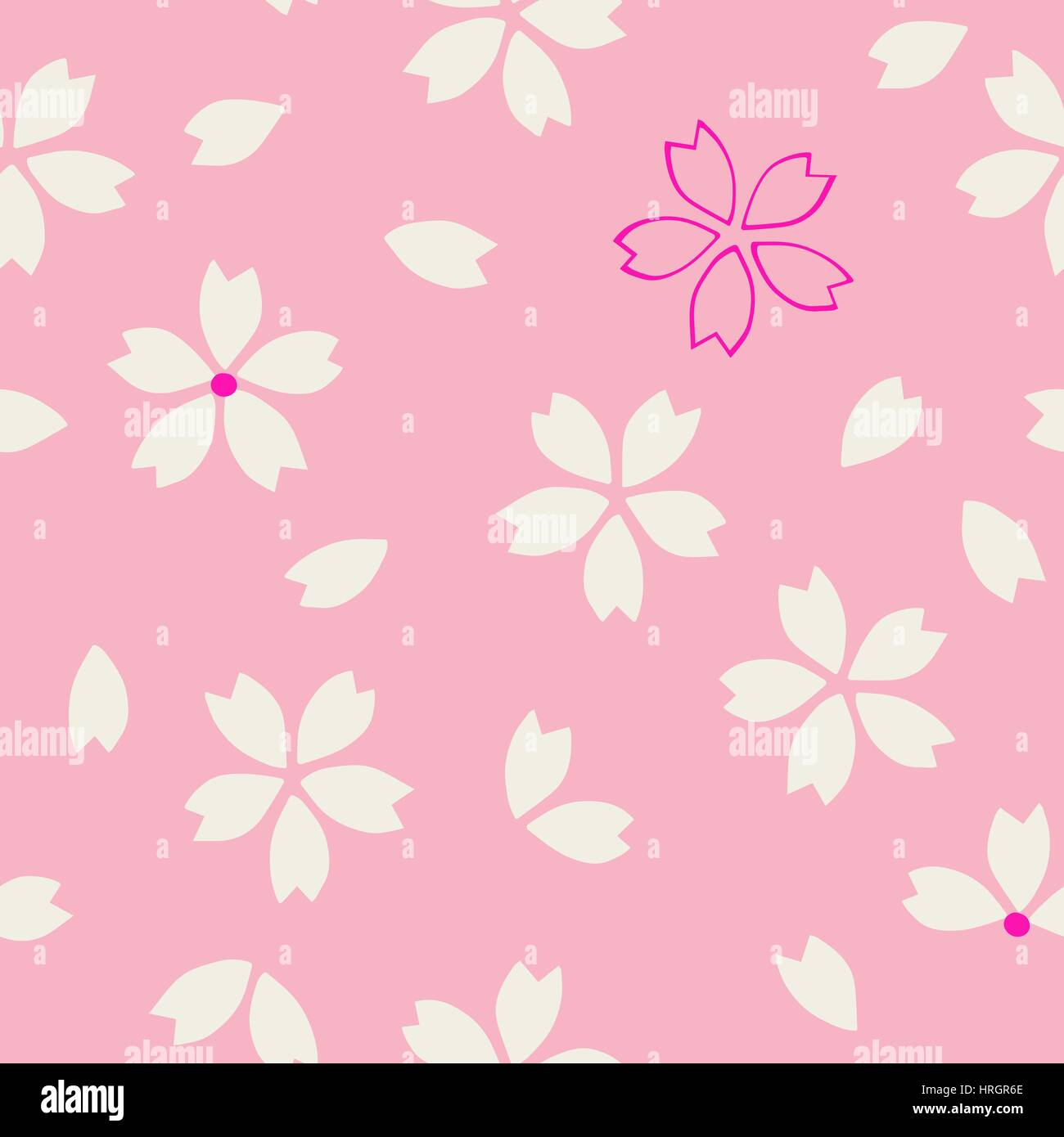 Fleur de cerisier, ecru et magenta sur fond rose. Design textile ethnique. Illustration de Vecteur
