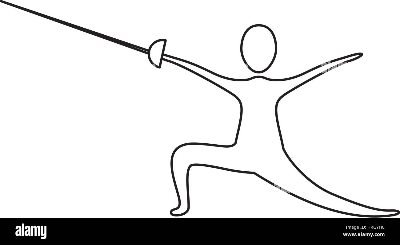 Figure personne pratiquant l'escrime Illustration de Vecteur