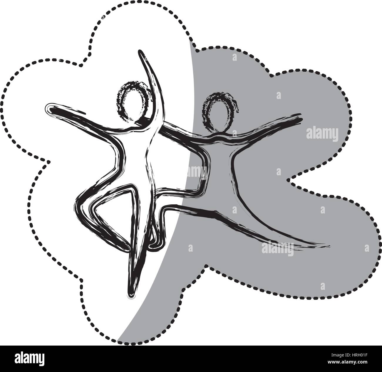 Silhouette des gens pratiquant l'icône de la danse Illustration de Vecteur