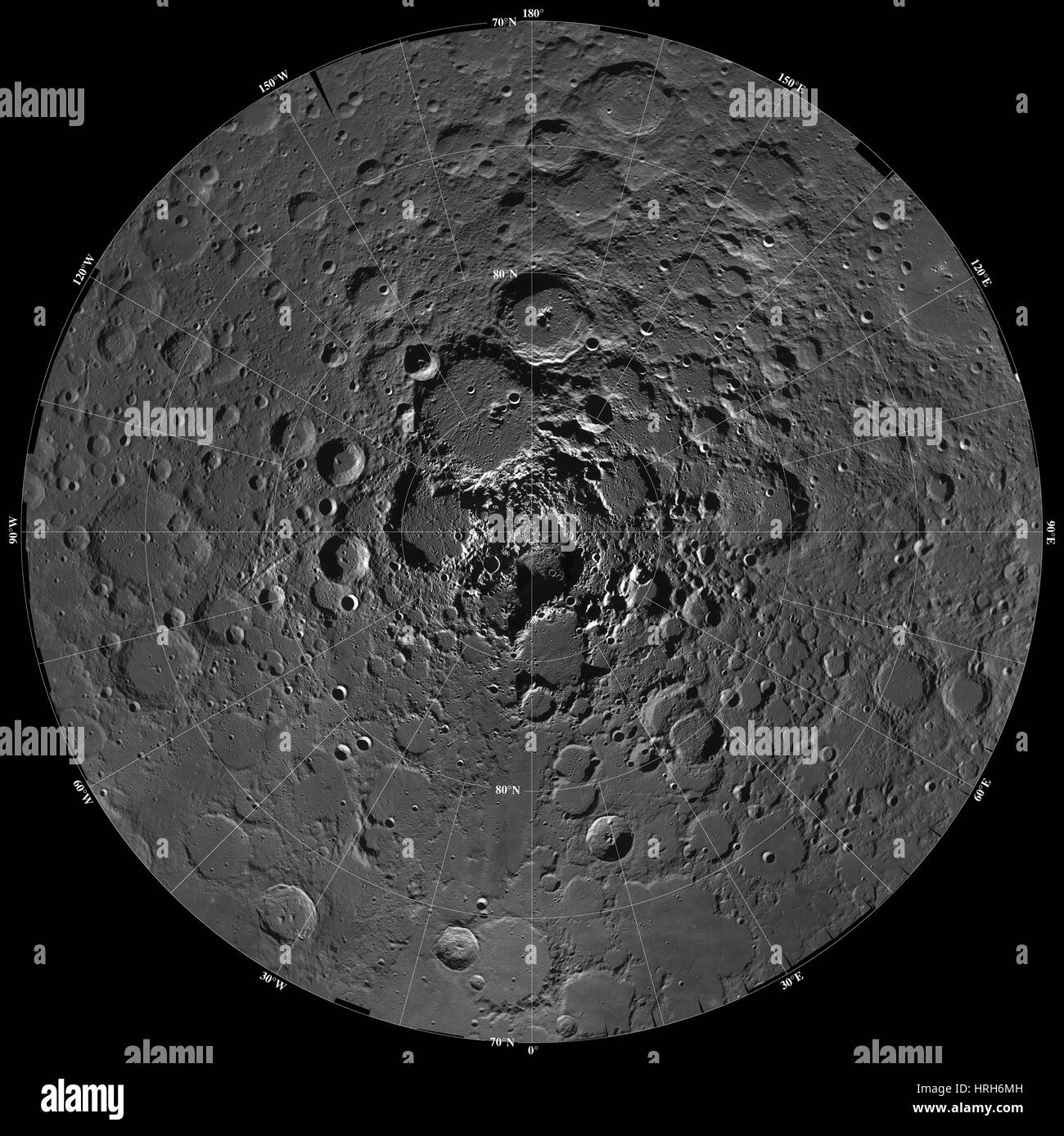 Région du pôle Nord de la lune Banque D'Images