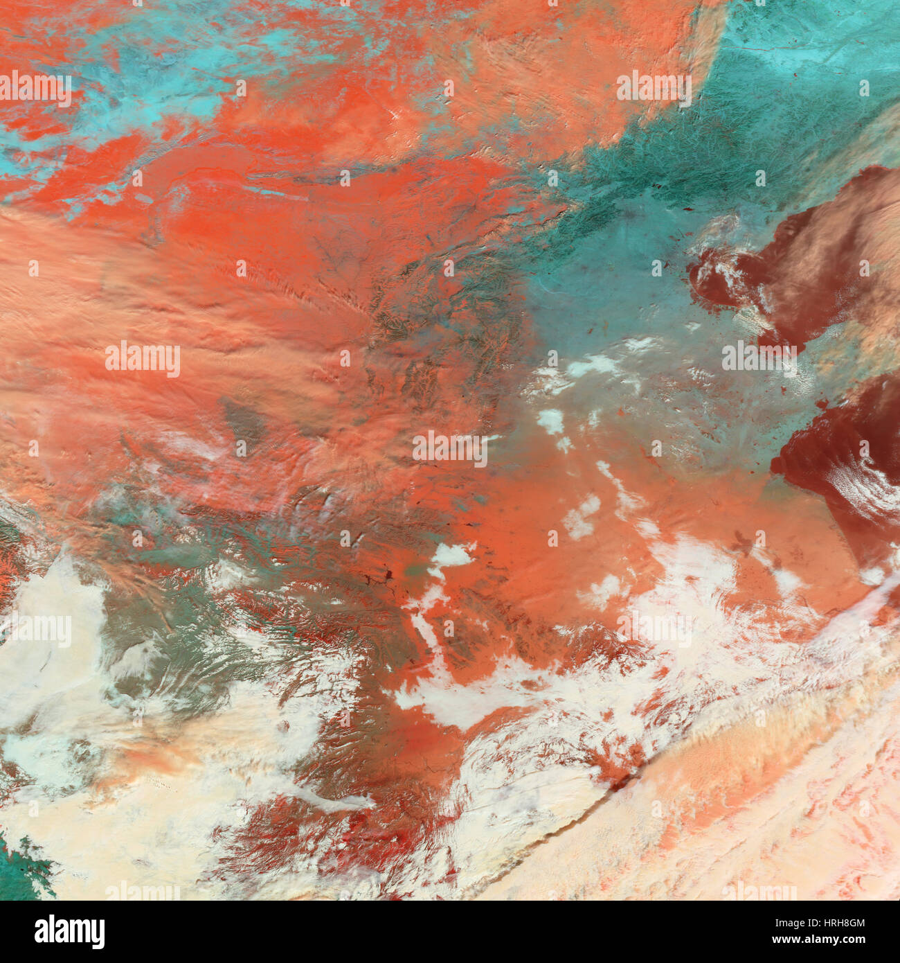 Le sud de la Chine, neige, image MODIS, 2008 Banque D'Images