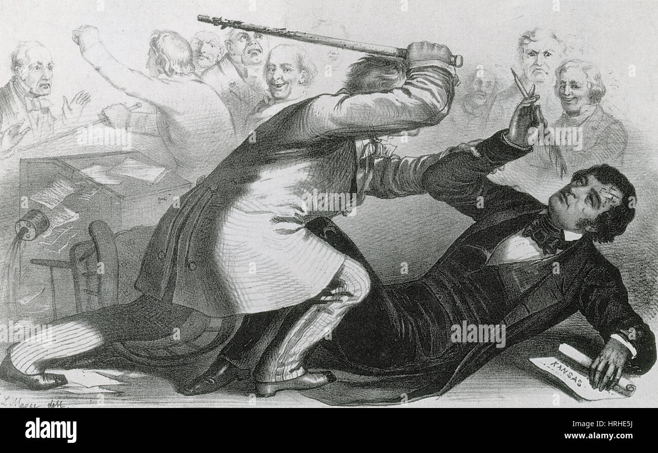 Charles Sumner attaqué par Andrew Butler Banque D'Images