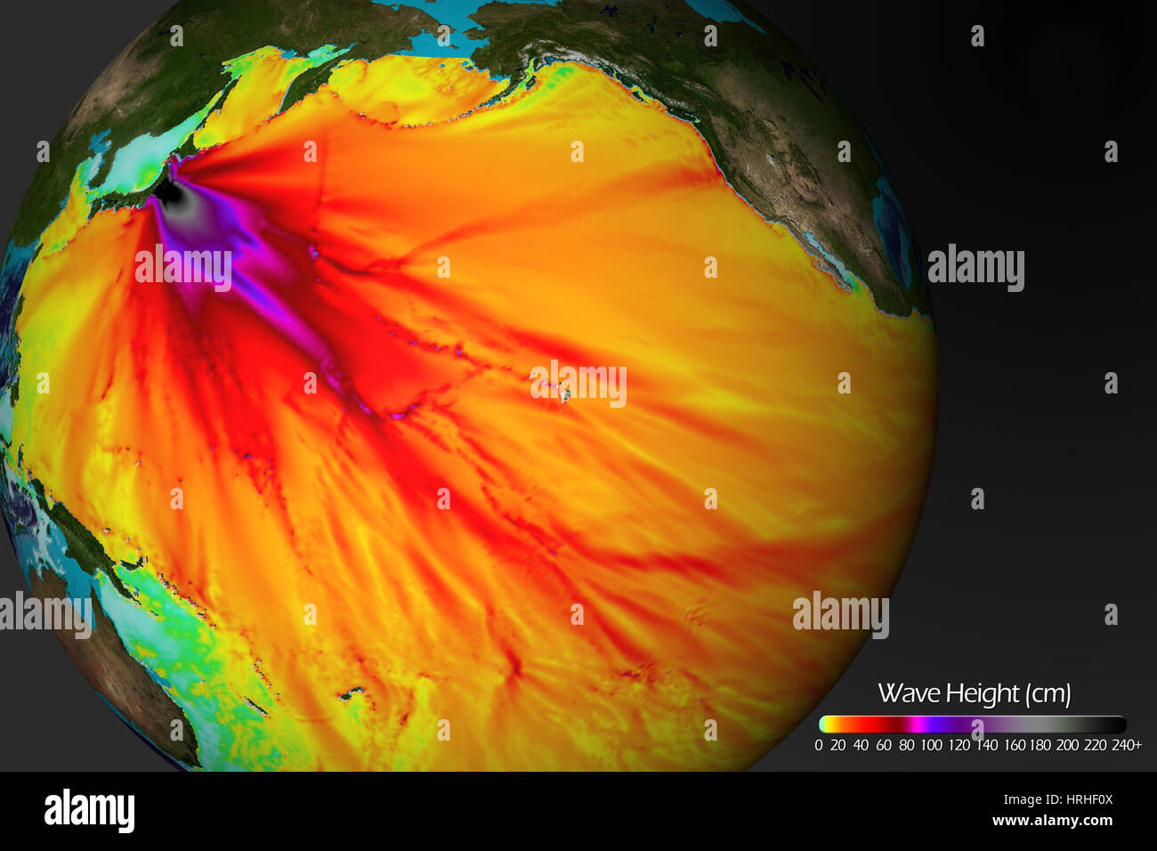 La hauteur des vagues du tsunami Banque D'Images