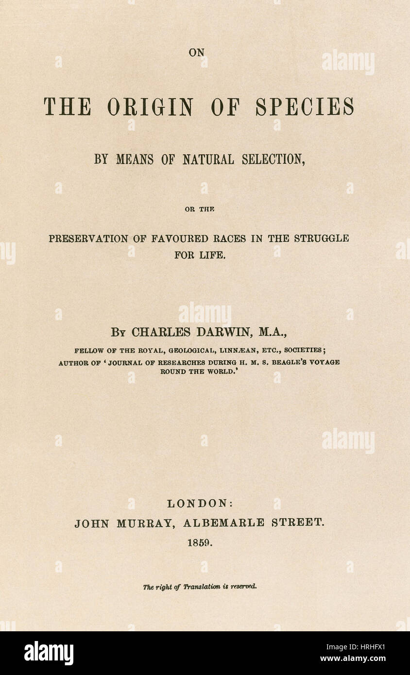 Origine des Espèces Banque D'Images