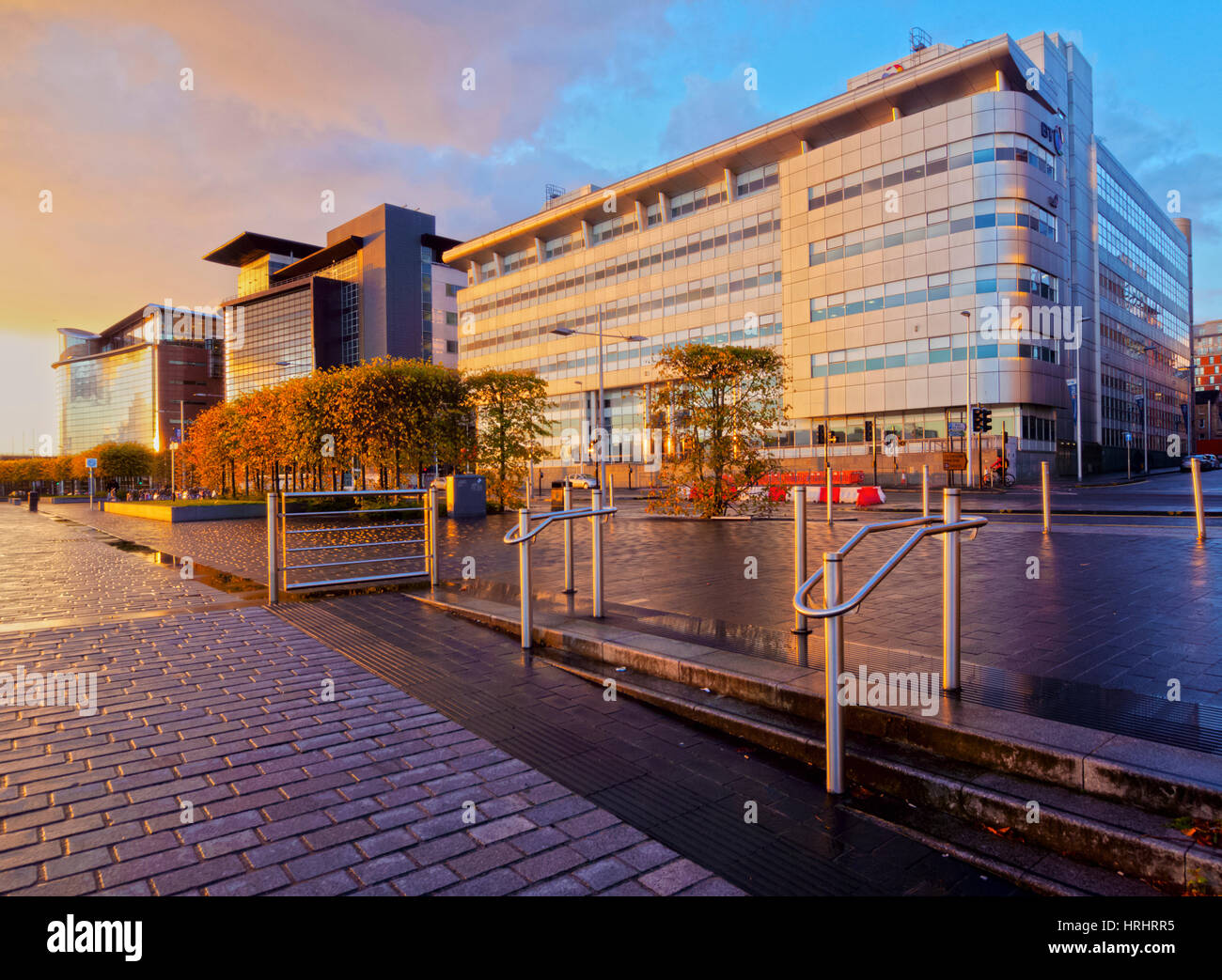 Vue de la maison Alexander Bain et les bâtiments du gouvernement écossais au coucher du soleil, Glasgow, Ecosse, Royaume-Uni Banque D'Images