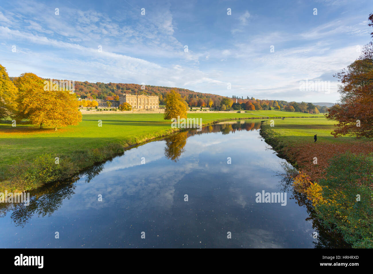 Chatsworth House, Parc national de Peak District, Derbyshire, Angleterre, Royaume-Uni Banque D'Images