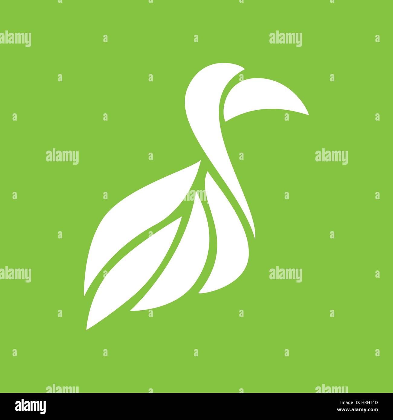 Bec oiseau blanc avec grande composition sur fond vert Illustration de Vecteur