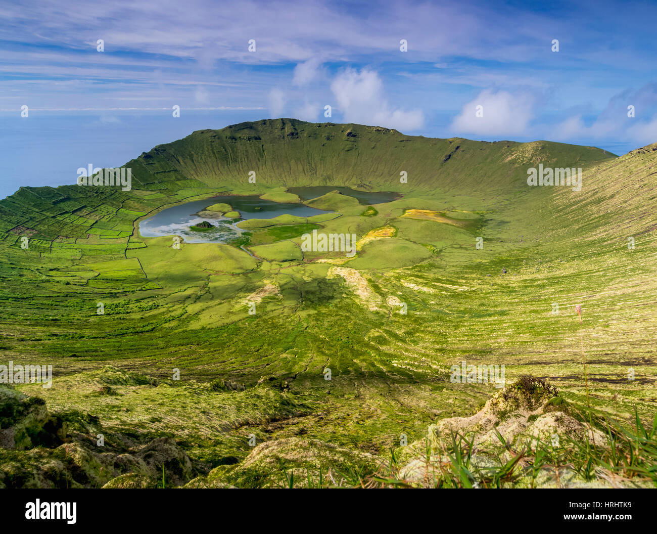 Paysage de la Caldeirao do Corvo, Corvo, Açores, Portugal, Atlantique Banque D'Images