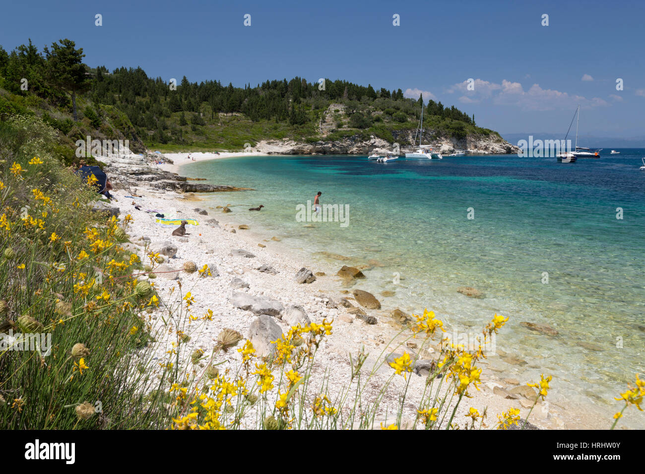 Kipiadi Beach sur la côte est, Paxos, îles Ioniennes, îles grecques, Grèce Banque D'Images