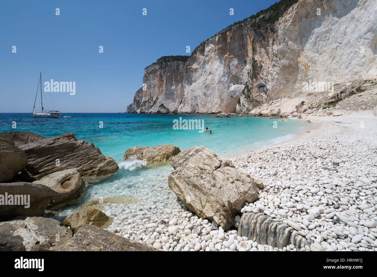 Erimitis Beach sur la côte ouest, Paxos, îles Ioniennes, îles grecques, Grèce Banque D'Images