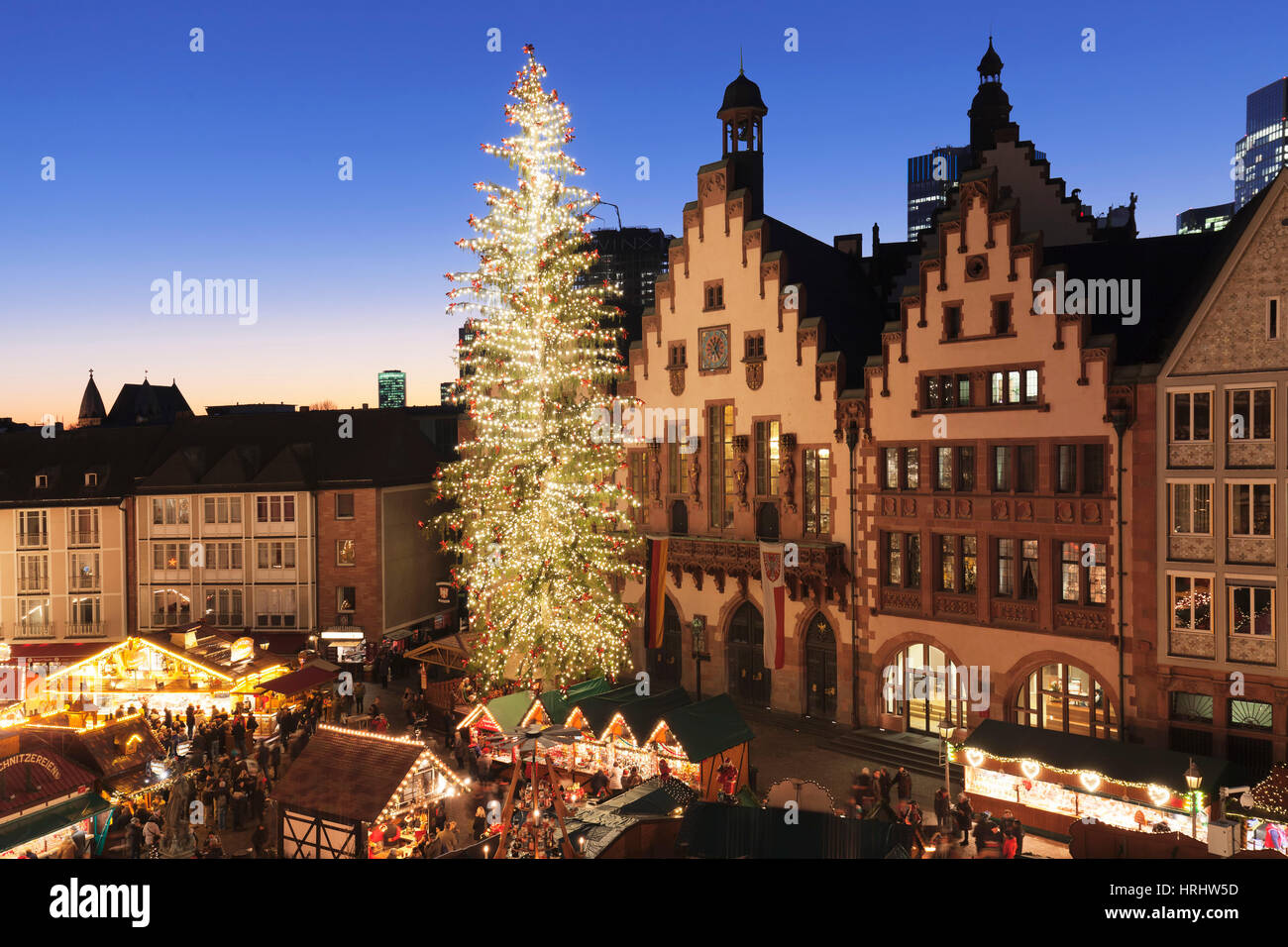 Foire de Noël de Roemer, Roemerberg square, Francfort, Hesse, Allemagne Banque D'Images