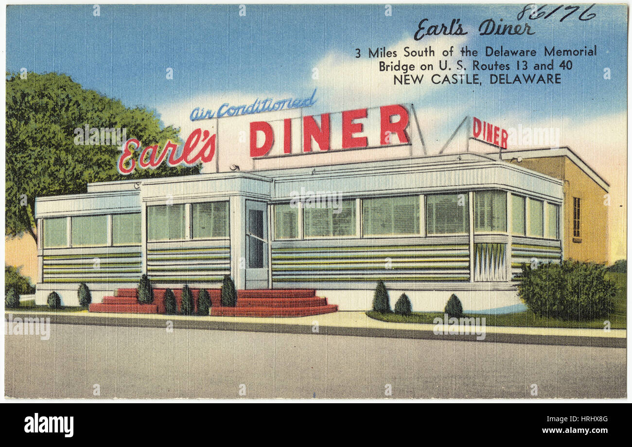 Delaware - Earl's Diner, 3 miles au sud de l'Arizona Memorial Bridge sur U.S. Route 13 et 40, New Castle, Delaware Banque D'Images