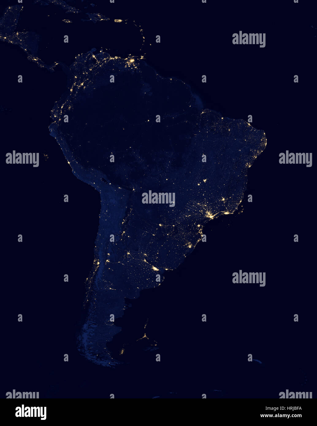 Amérique du Sud pendant la nuit, 2012 Banque D'Images