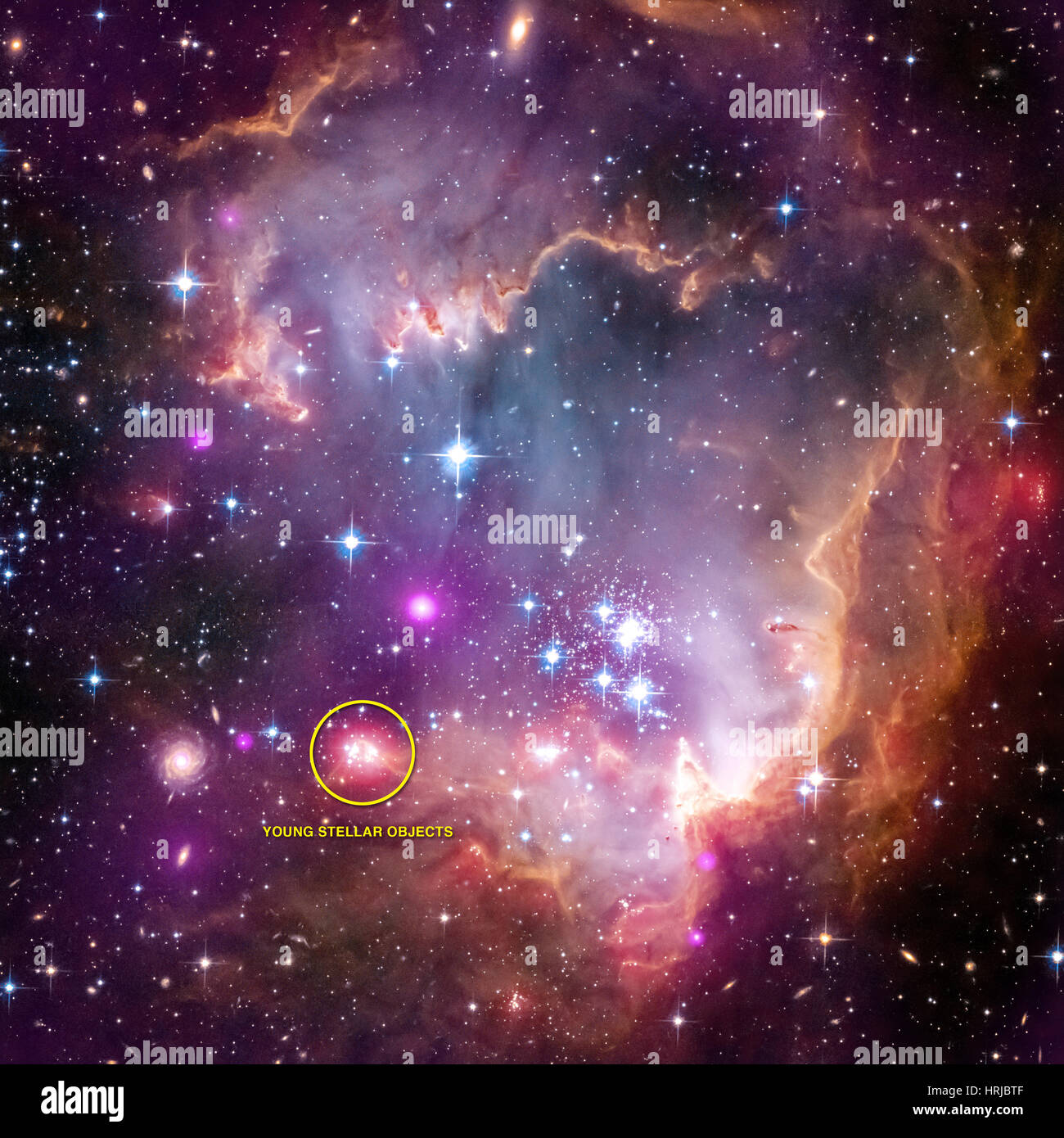 NGC 602, amas ouvert, SMC, Composite Banque D'Images
