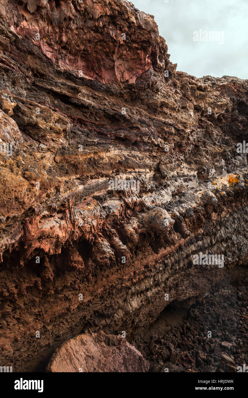 La texture de lave volcanique. Timanfaya, Lanzarote, îles Canaries, Espagne Banque D'Images