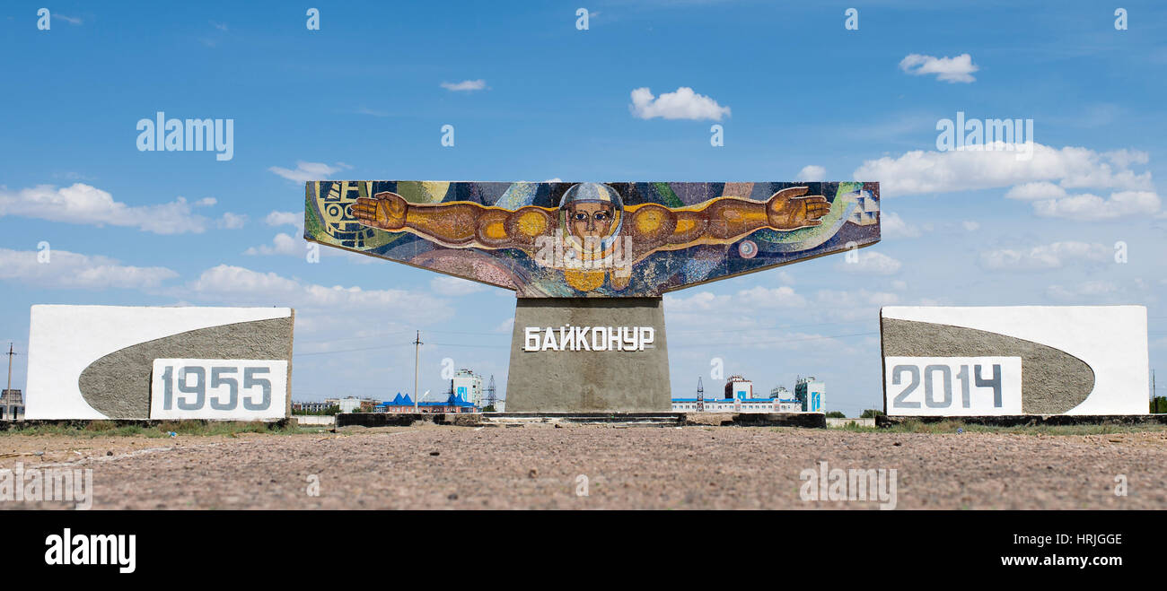 Peinture murale à Baïkonour, Kazakhstan Banque D'Images
