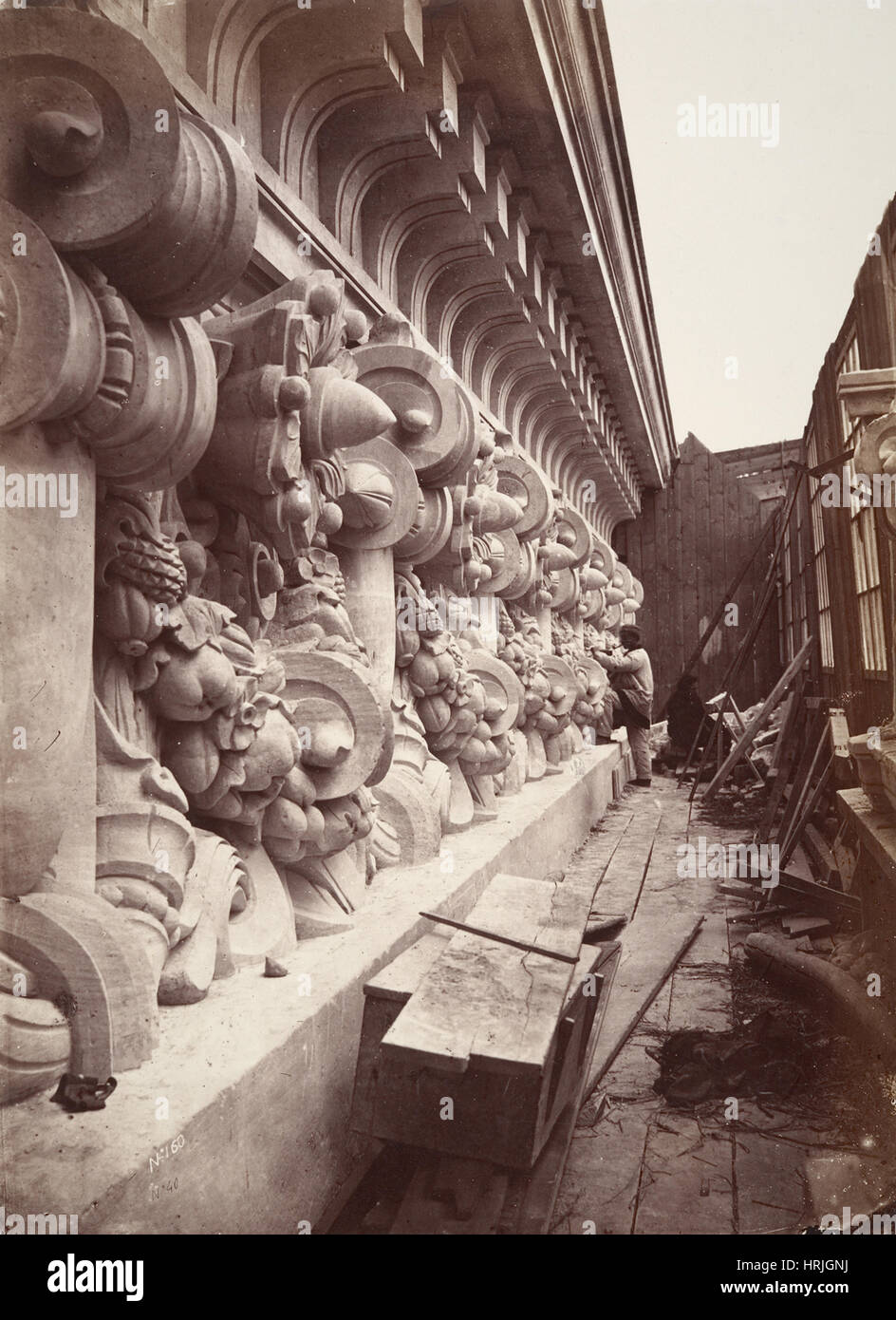 Les sculpteurs de pierre, le Palais Garnier, Paris, 1870 Banque D'Images