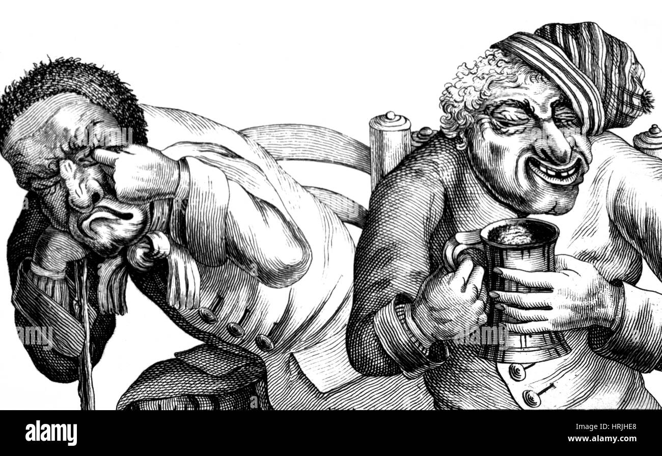 La satire, boire de l'envie, 18e siècle Banque D'Images