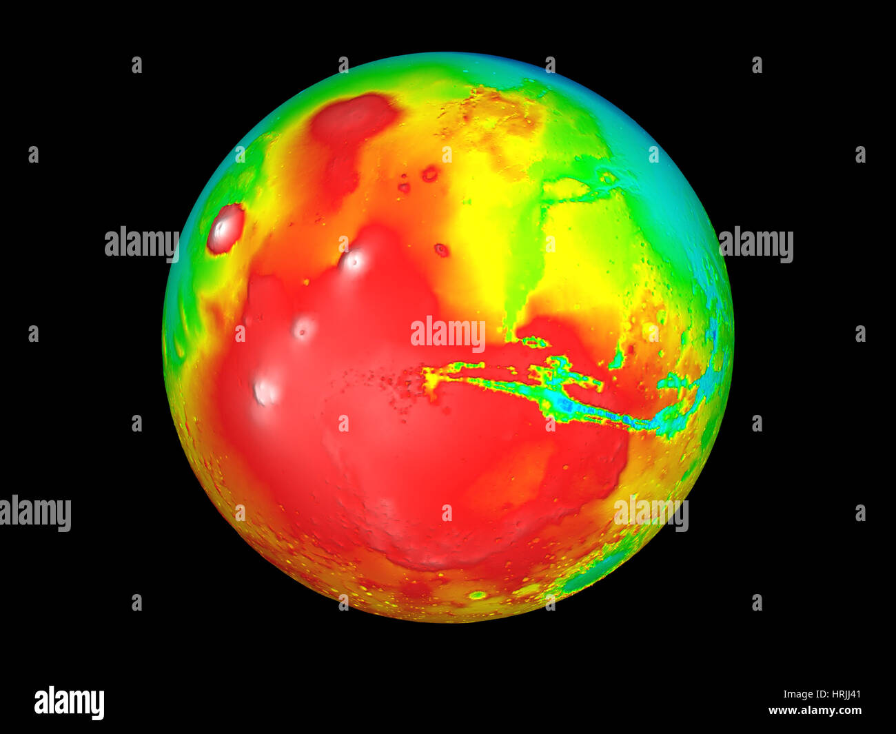 La topographie martienne, Mars Orbiter altimètre laser Banque D'Images