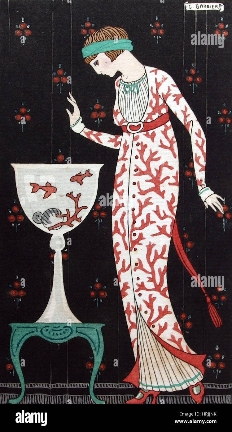 La mode française, George Barbier, 1913 peinture au pochoir Banque D'Images