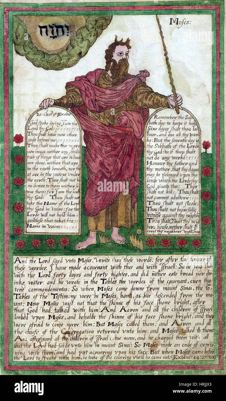 Moïse avec les Dix Commandements Banque D'Images