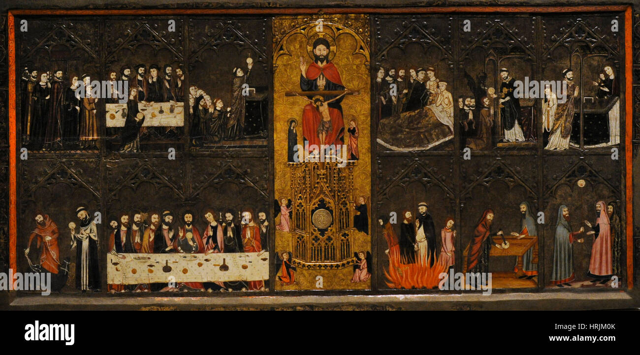 Maître de Vallbona de les Monges (Guillem Seguer ?), 14e siècle. Retable de Corpus Christi, ca.1335-1345. De la Chapelle du Corpus Domini. Église du Monastère de Santa Maria de les Monges, province de Lleida. Musée national d'Art de Catalogne. Barcelone. La Catalogne. L'Espagne. Banque D'Images