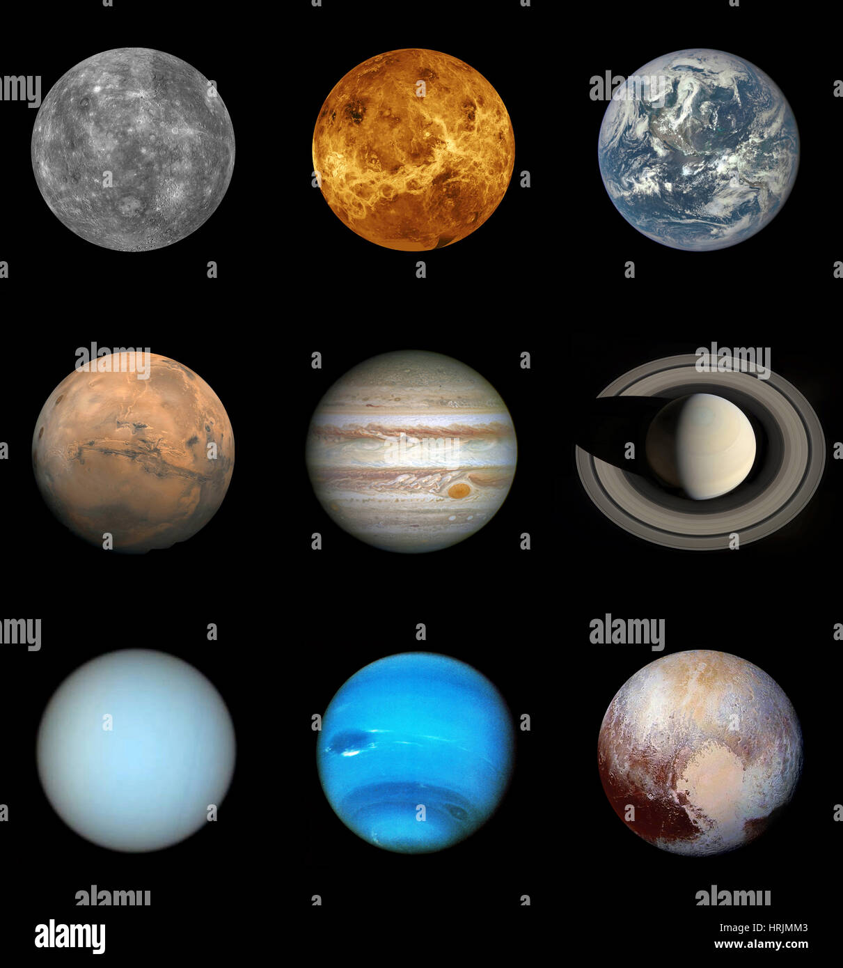 Planètes du système solaire (y compris Pluton Photo Stock - Alamy