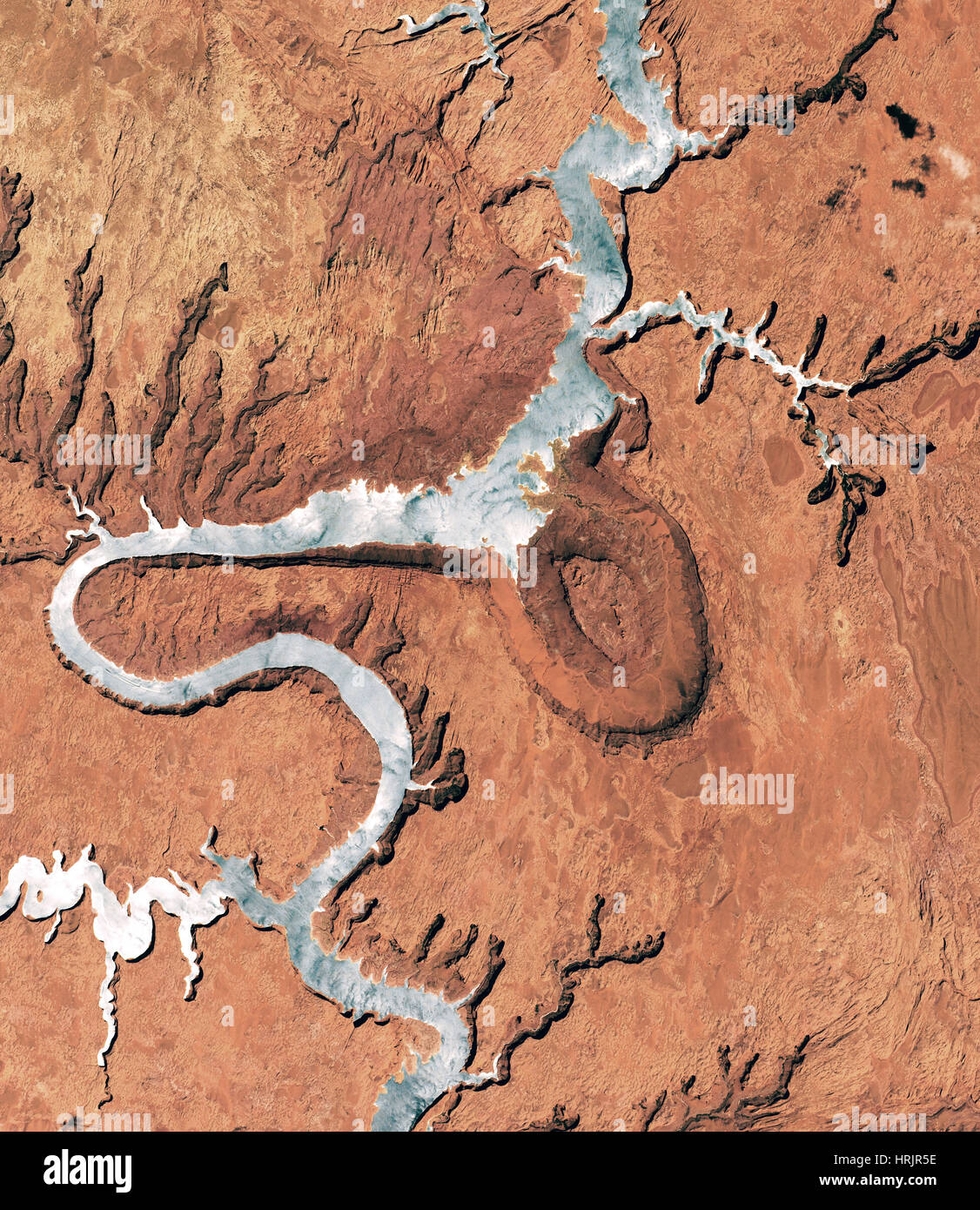Le Rincon, le Lac Powell, la vue Satellite Banque D'Images