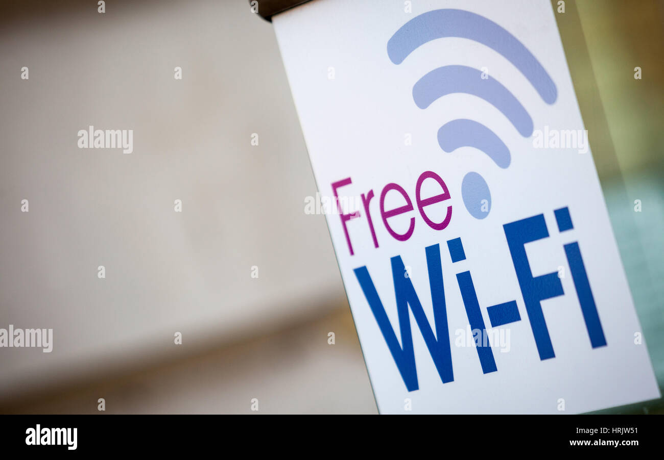 Signe d’une connexion Wi-Fi gratuit Banque D'Images
