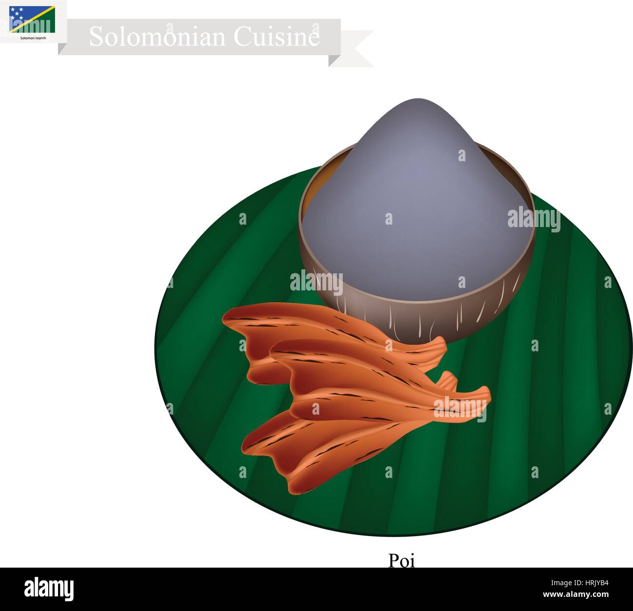 Cuisine Solomonian, Poi ou traditionnelle bouillie fermentée avec Taro Taro racines servi avec le poisson salé ou Lomi Salmon. L'un des plus populaires Di Illustration de Vecteur