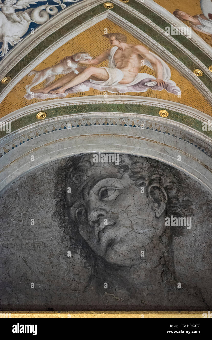 Rome. L'Italie. Villa Farnesina. Tête de jeune homme, une fois attribué à Michel-ange, aujourd'hui par Sebastiano del Piombo ou Baldassare Peruzzi Banque D'Images
