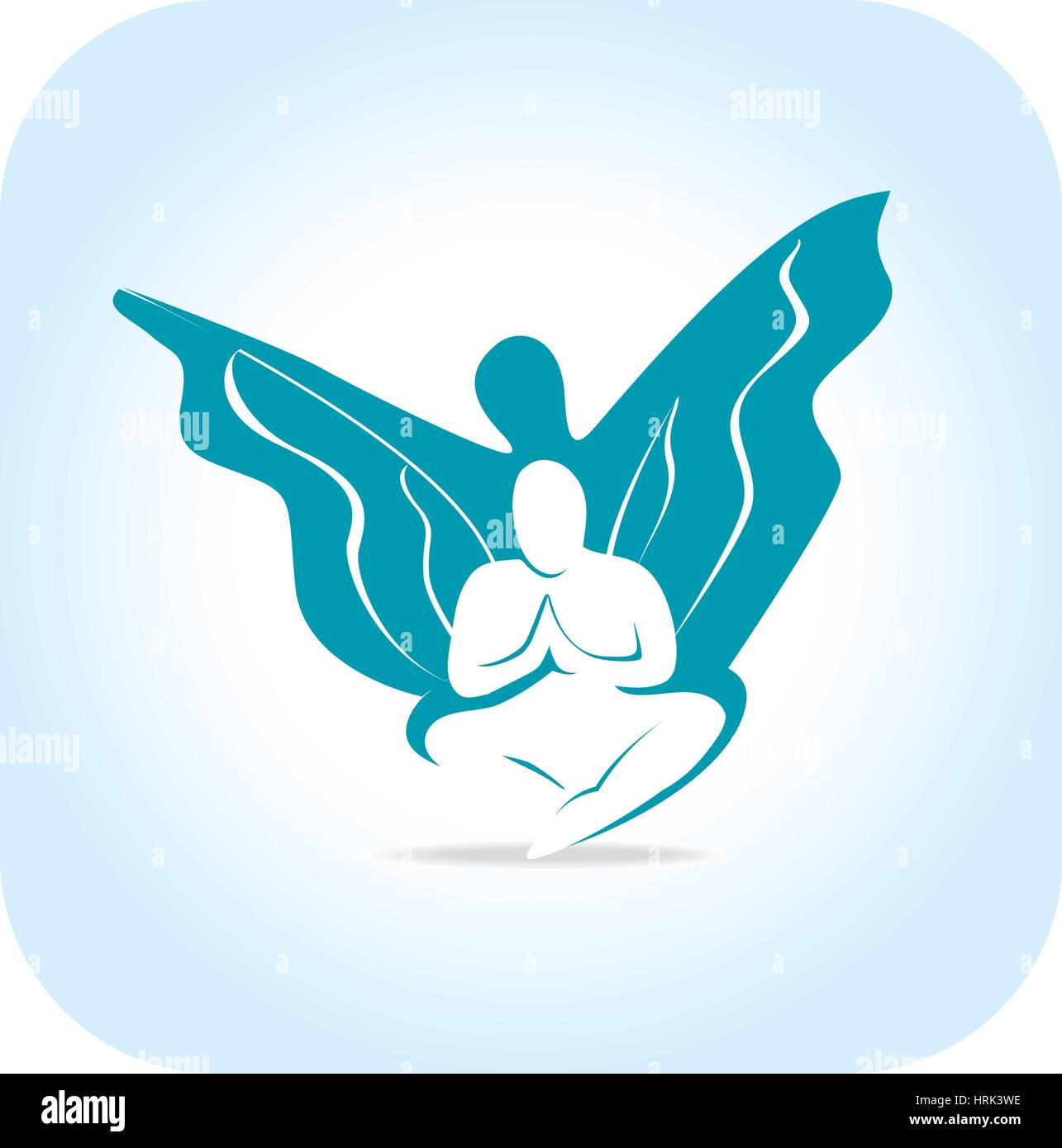 La liberté, l'éveil, une silhouette humaine avec des ailes Illustration de Vecteur