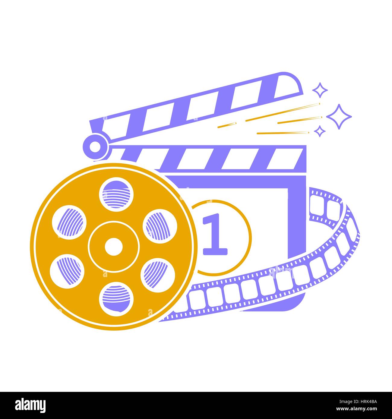 Illustration de cinema clapper board d'icône et de forme d'un film dans un style linéaire Illustration de Vecteur