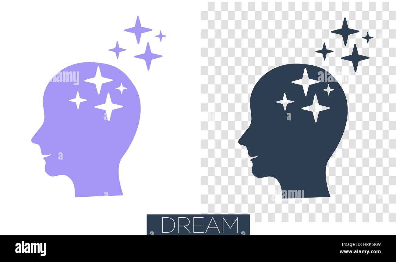 Concept de réalisation d'un rêve, les pensées sous la forme des droits de l'ossature avec des étoiles Illustration de Vecteur