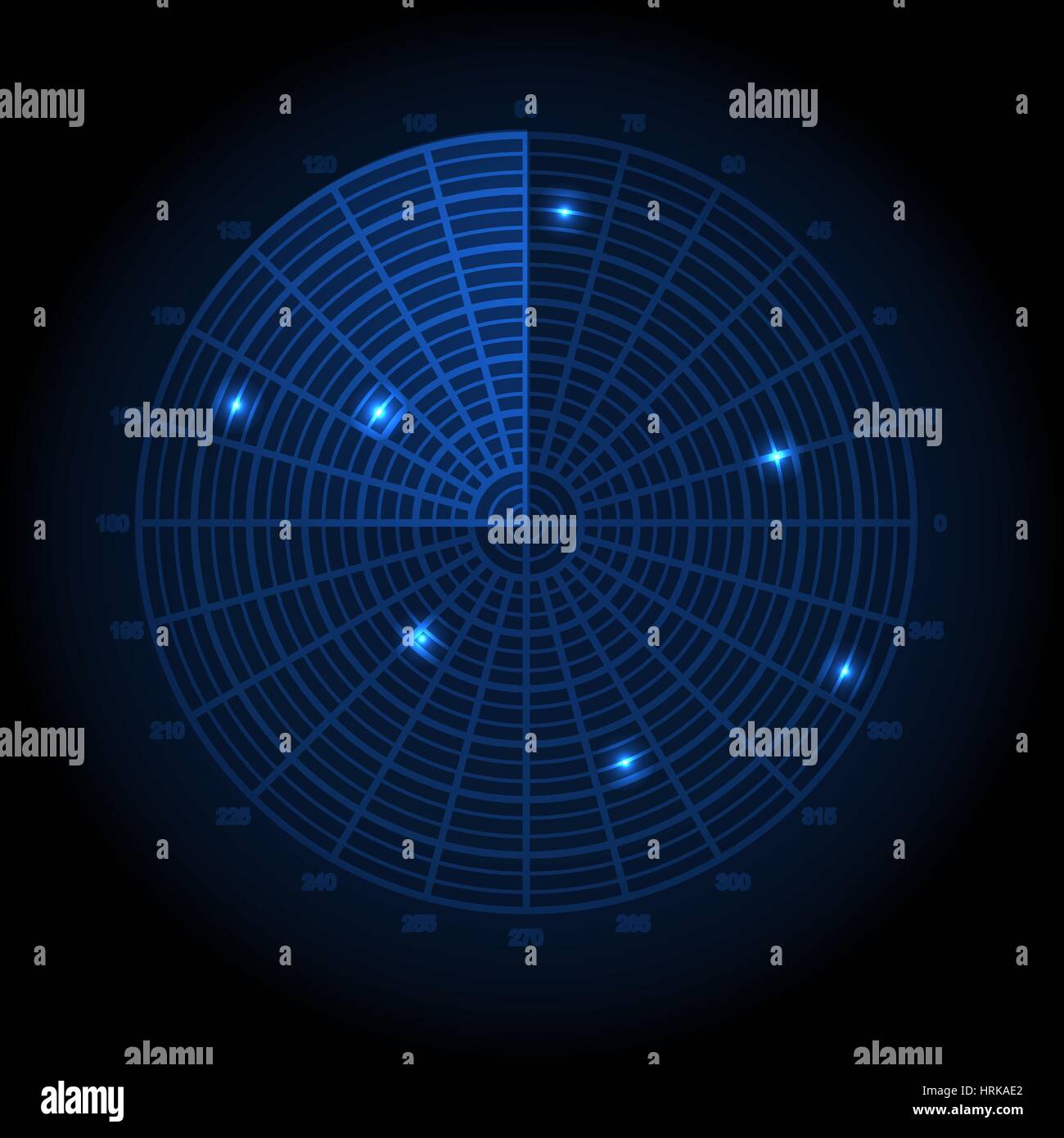 Blue écran radar. Vector illustration. Illustration de Vecteur