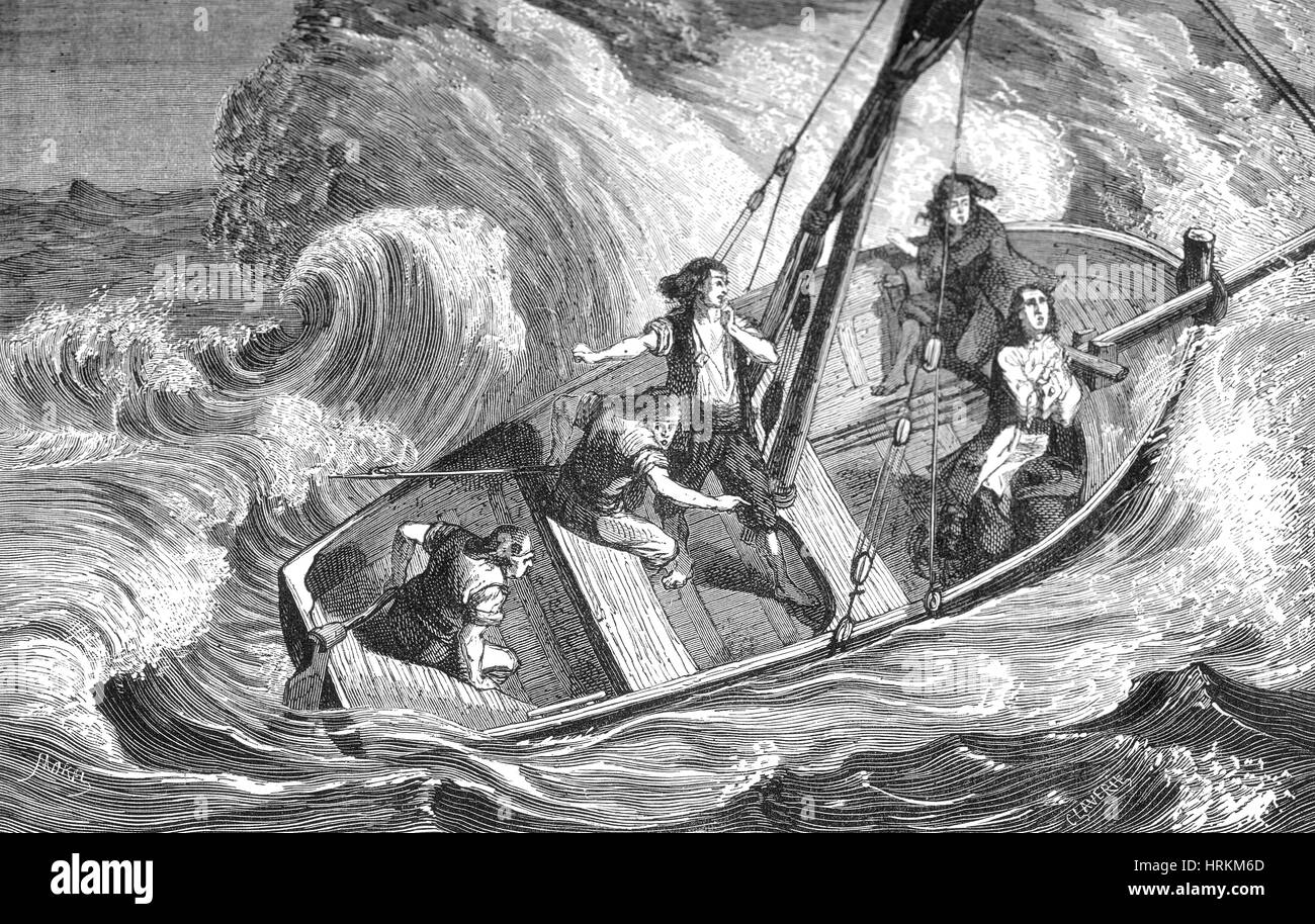 Leibniz et bateliers de l'Adriatique au cours de tempête, 1689 Banque D'Images