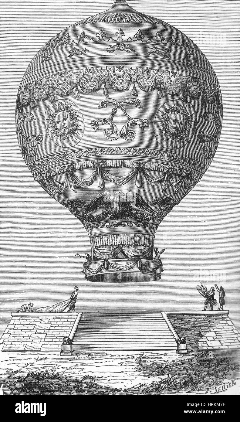 Ballon Montgolfier, De Rozir & d'Arlandes, 1783 Banque D'Images